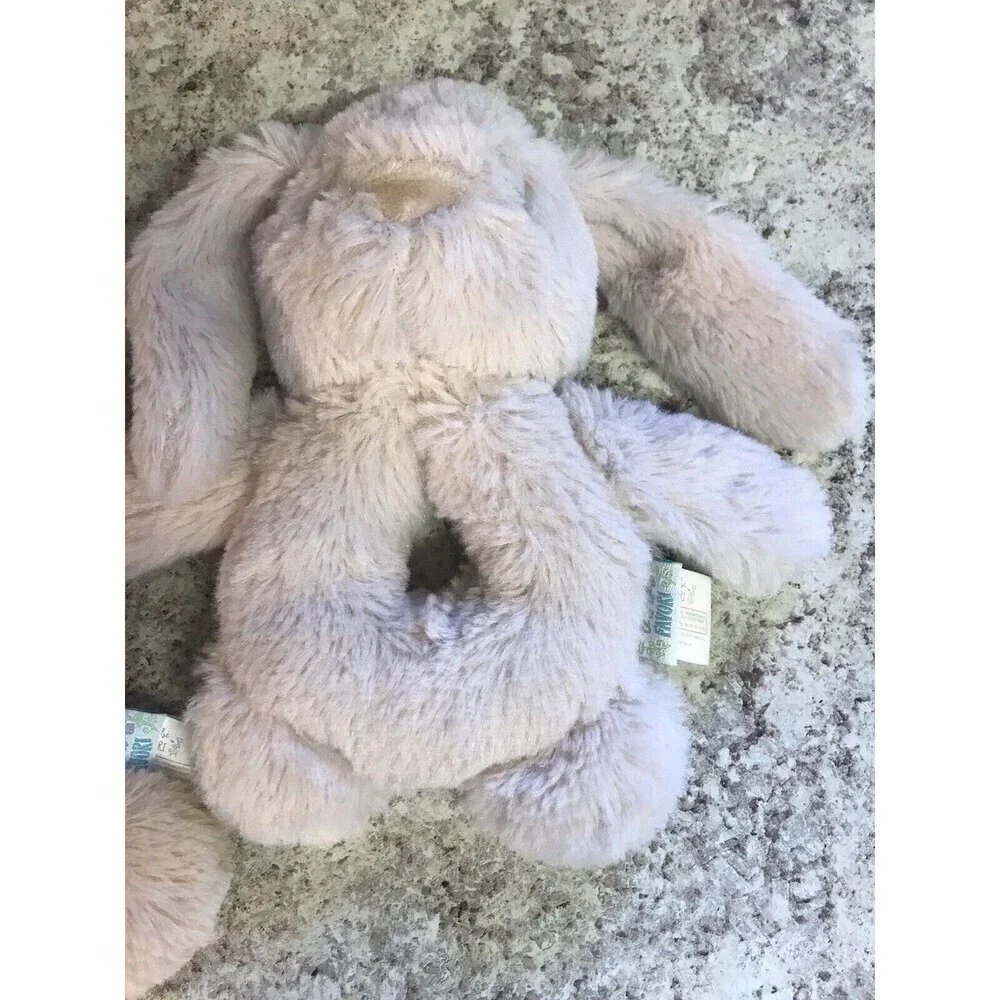 2 Le Bebe Favori Bunny Rabbit & Teddy Bear Ring Rattle Stuffed Plush Baby Toy
